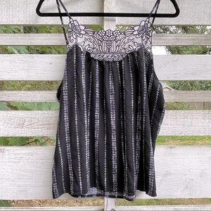 Maurice’s Black Lace Appliqué Shell